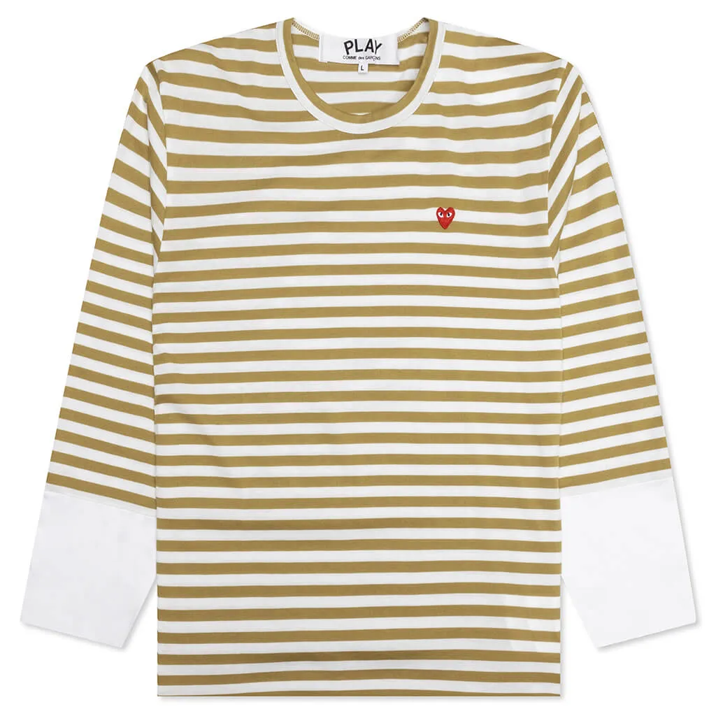 Stripe White T-Shirt - Mustard