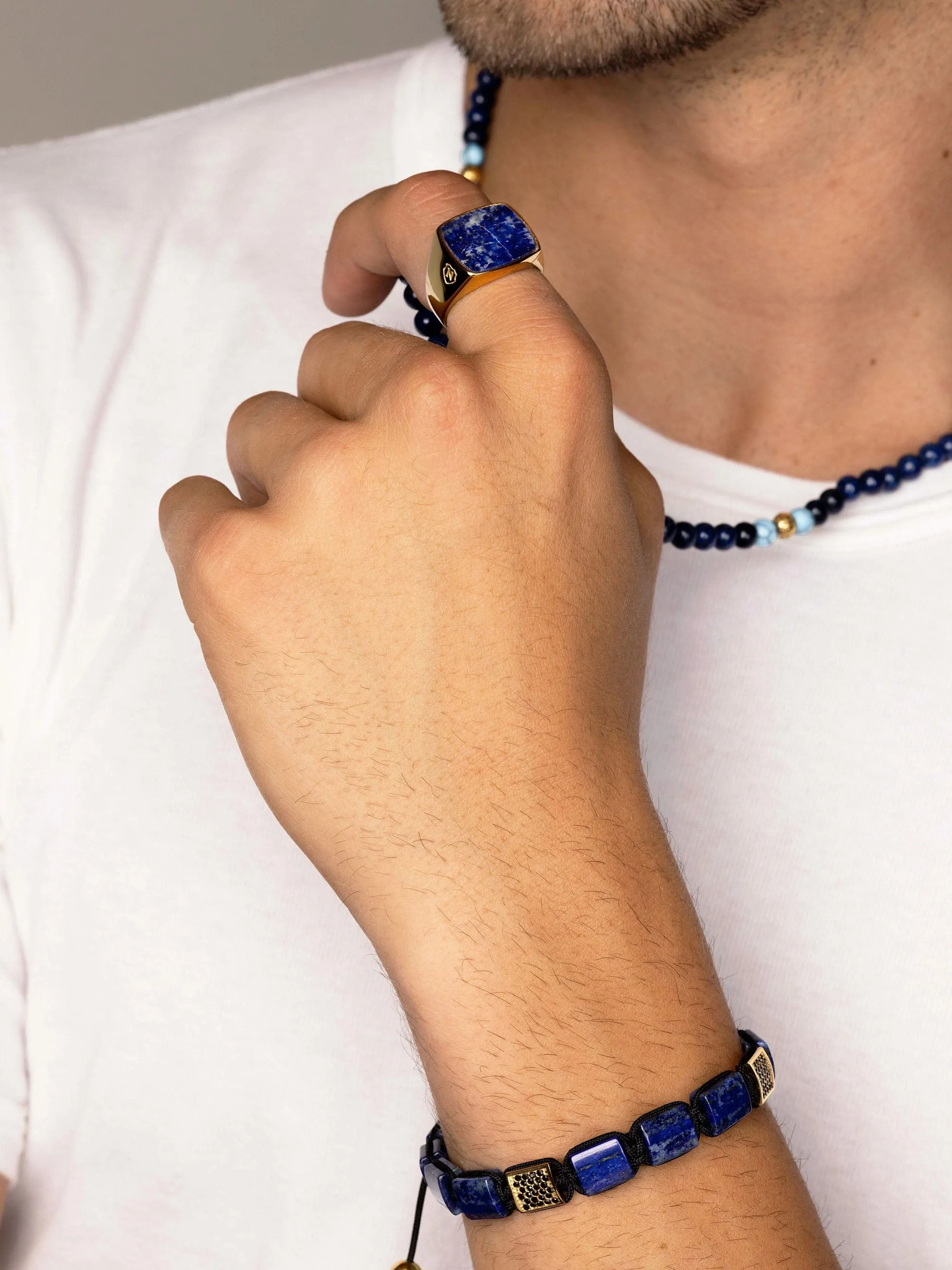 The CZ Flatbead Collection - Blue Lapis and Black CZ