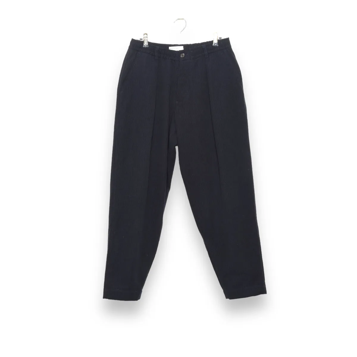 Universal Works Pleated Track Pant 29727 Wool Cot Seersucker navy