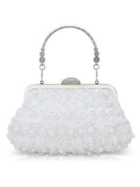 Vintage Pearl & 3D Flower Tote Bag