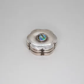 Vintage Sterling Silver Pillbox with Abalone