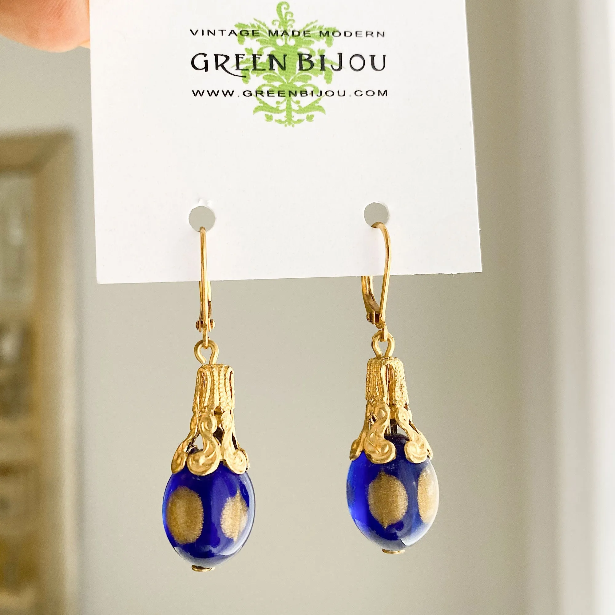 XENIA cobalt glass earrings