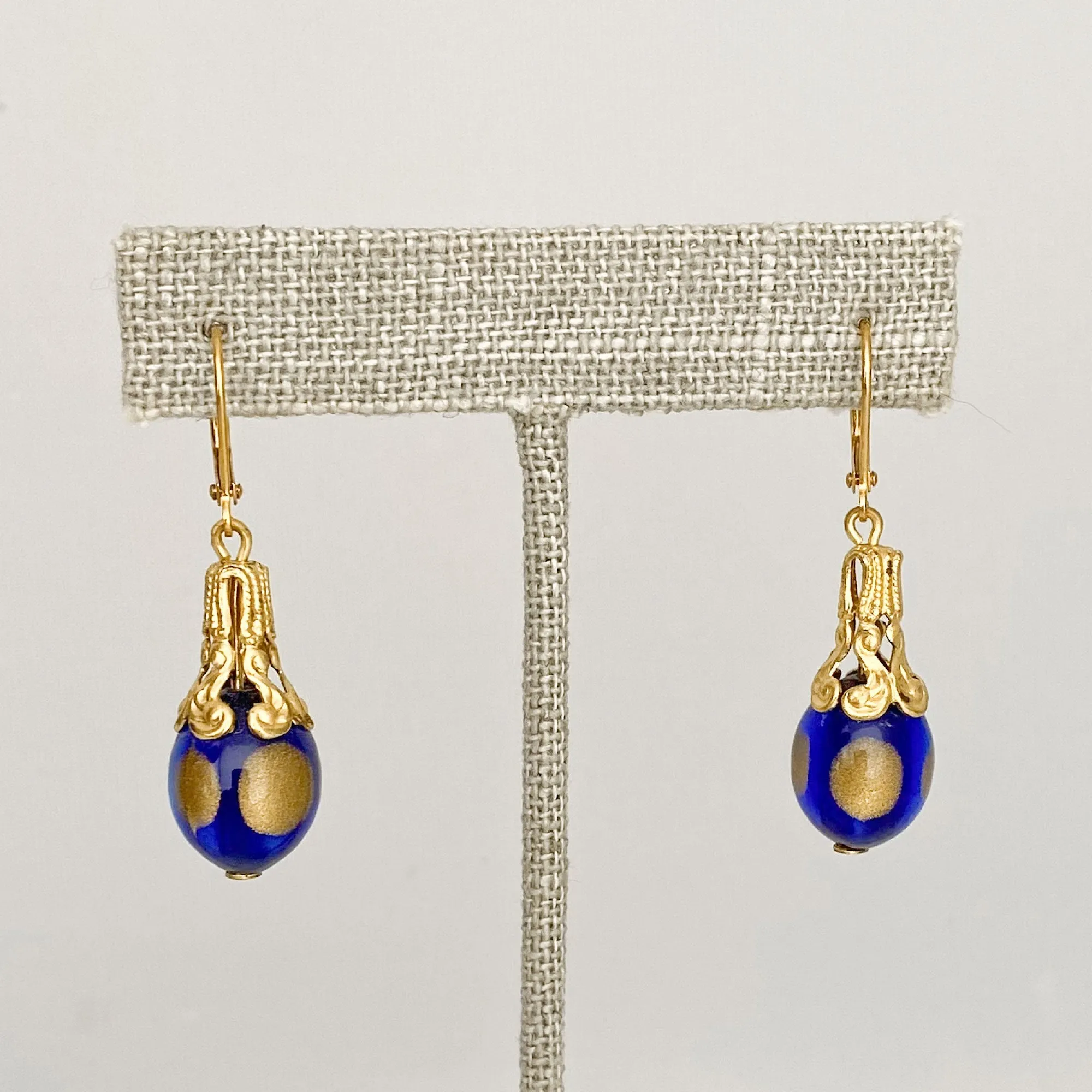 XENIA cobalt glass earrings