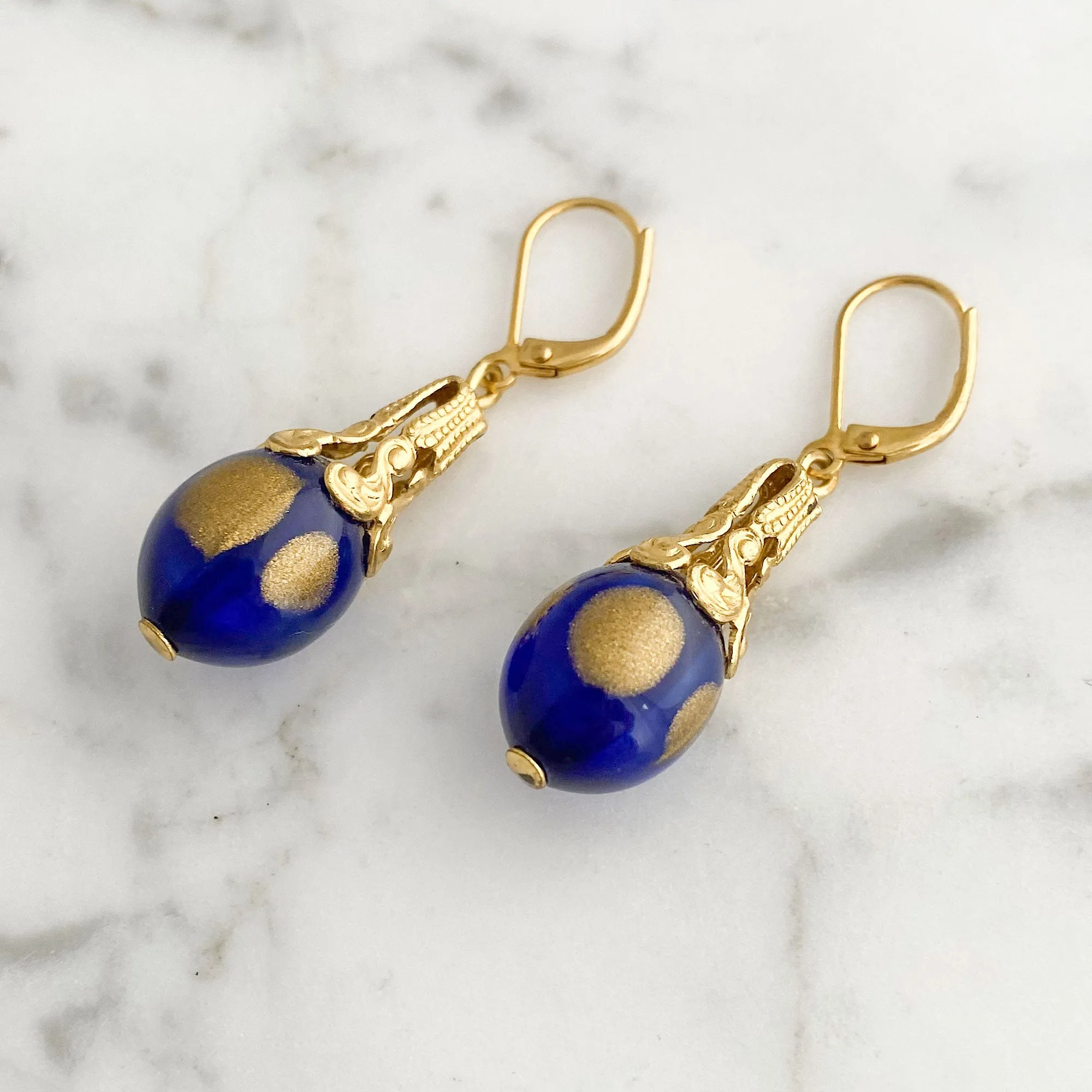 XENIA cobalt glass earrings