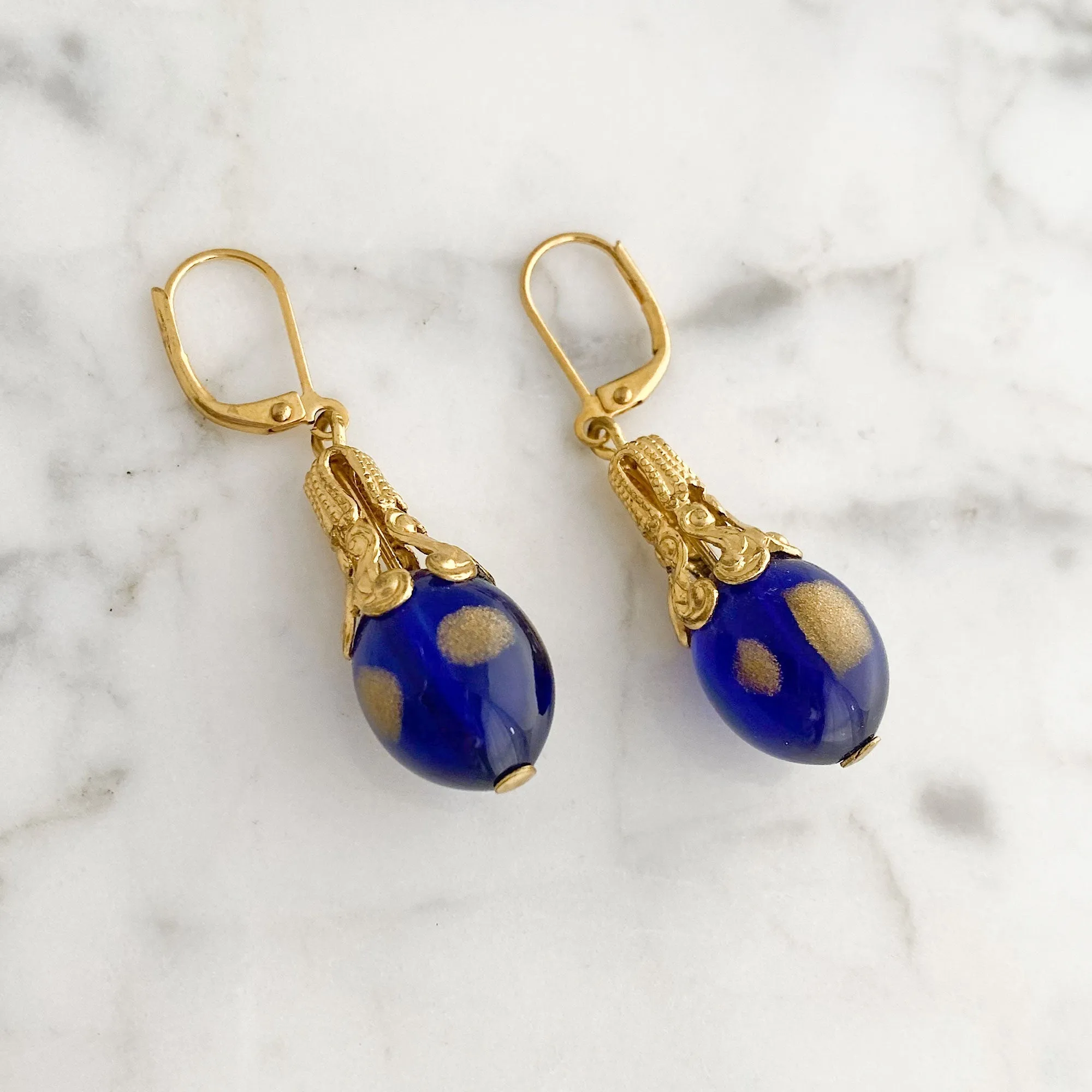 XENIA cobalt glass earrings