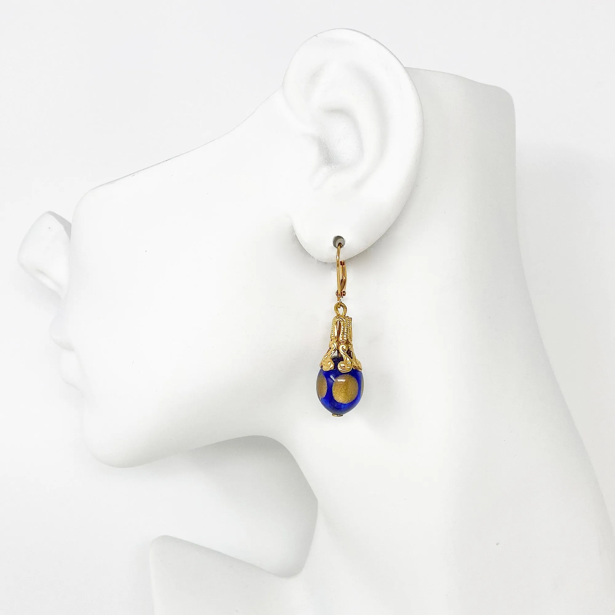 XENIA cobalt glass earrings