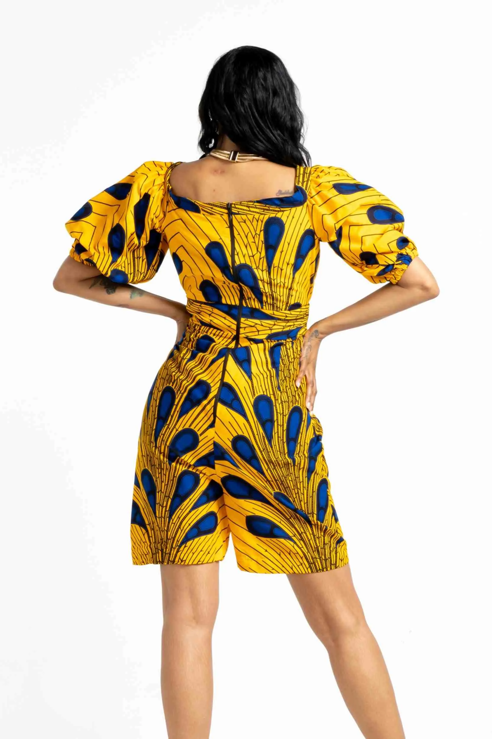 YELLOW BULB African Print Women's Romper